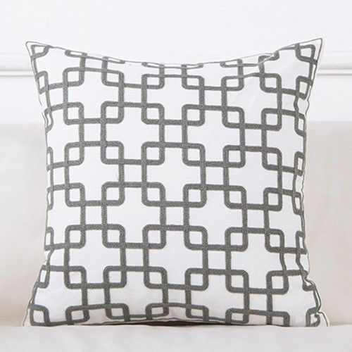 Vỏ Gối Tựa Lưng Linen Dệt Thêu Nổi Hình Học Tối Giản