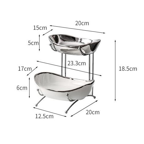 Khay Dĩa Trái Cây Gốm Sứ Mạ Điện