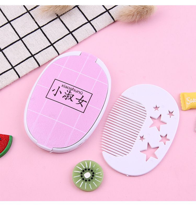 Gương Mini Trang Điểm Dáng Gập Có Kèm Lược