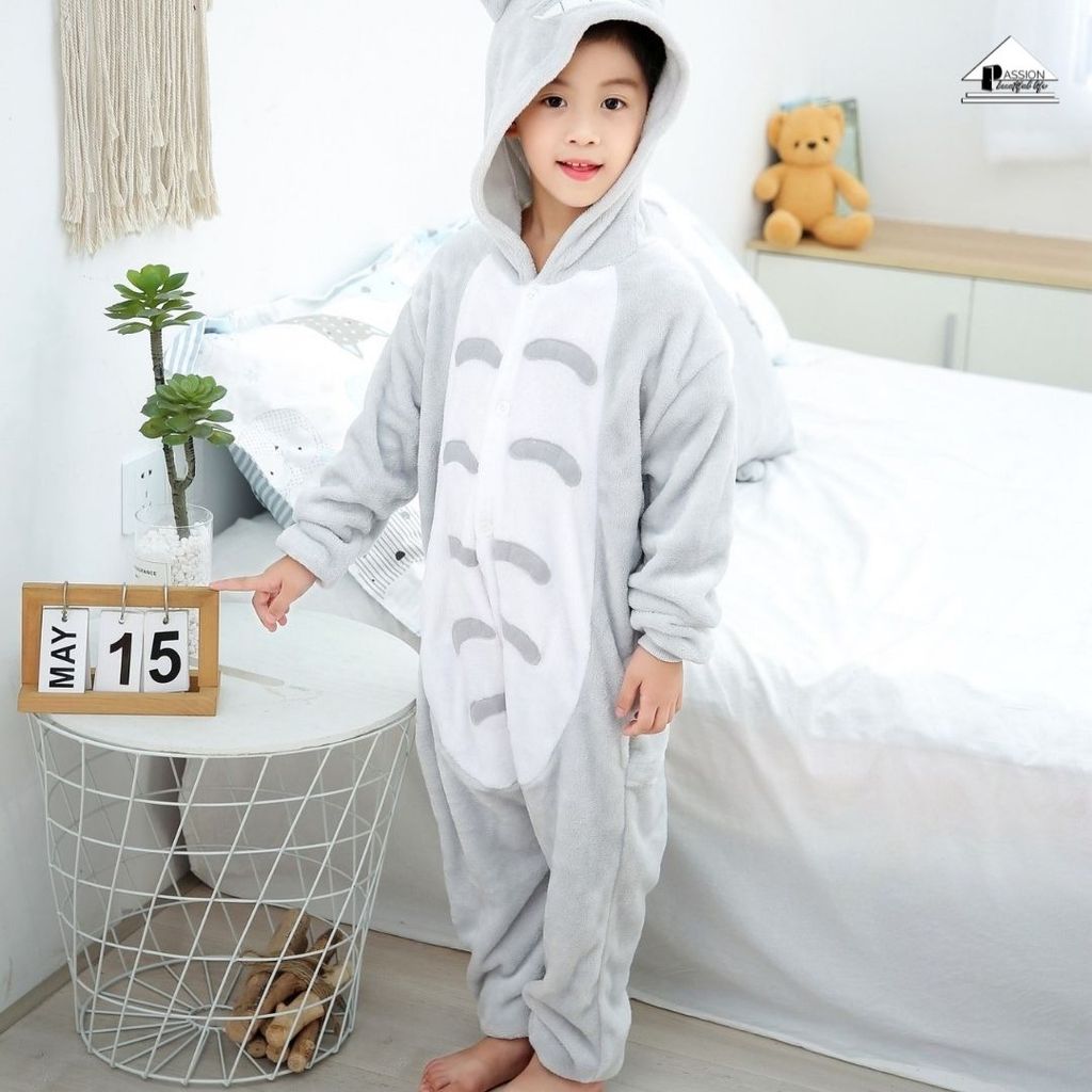 Bộ Đồ Cosplay Cho Bé Trai Và Gái Biến Hình Totoro Xám