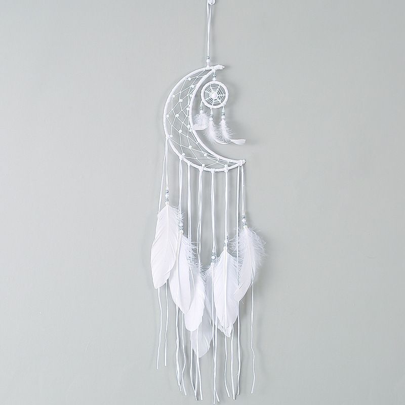 Dreamcatcher Mặt Trăng Lớn Phối Lông Vũ Tua Rua Dài