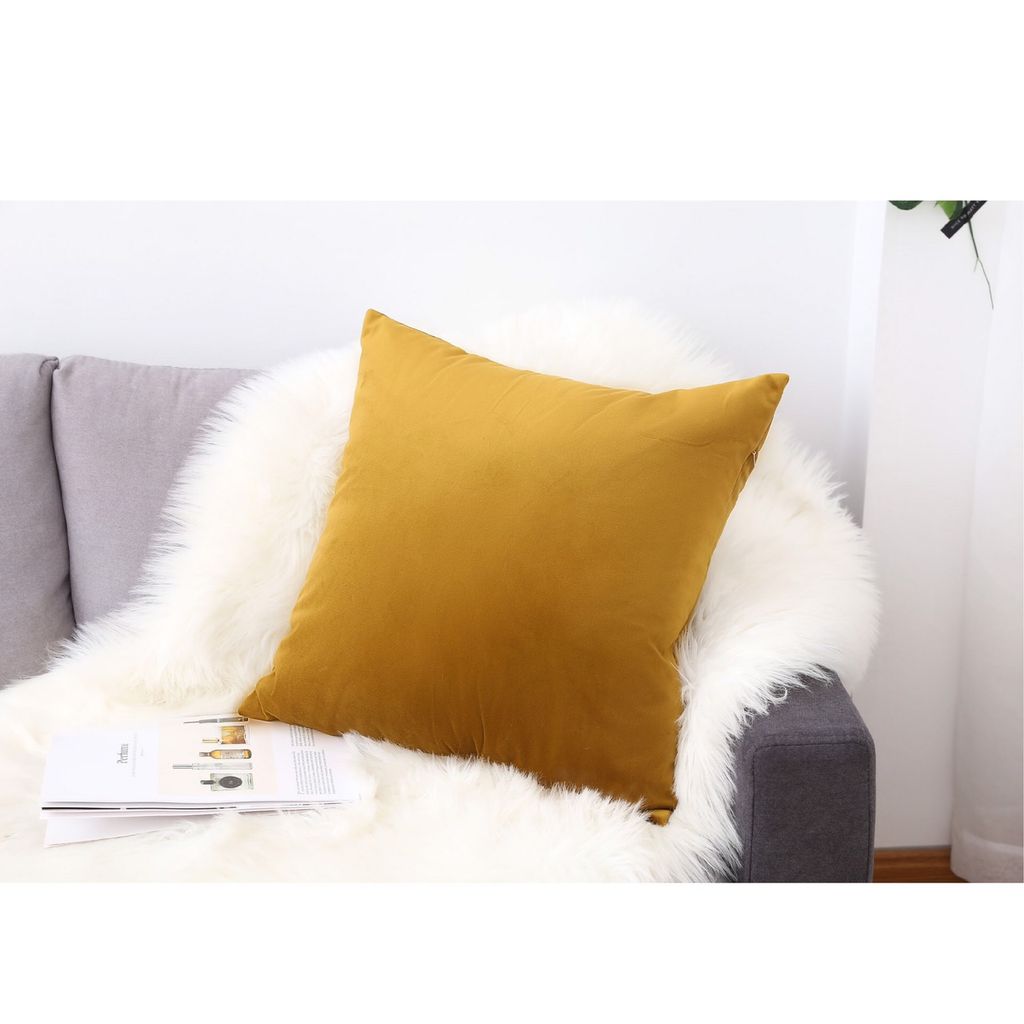 Vỏ Gối Tựa Lưng Trang Trí Sofa Nhung Trơn Size Lớn 50cm