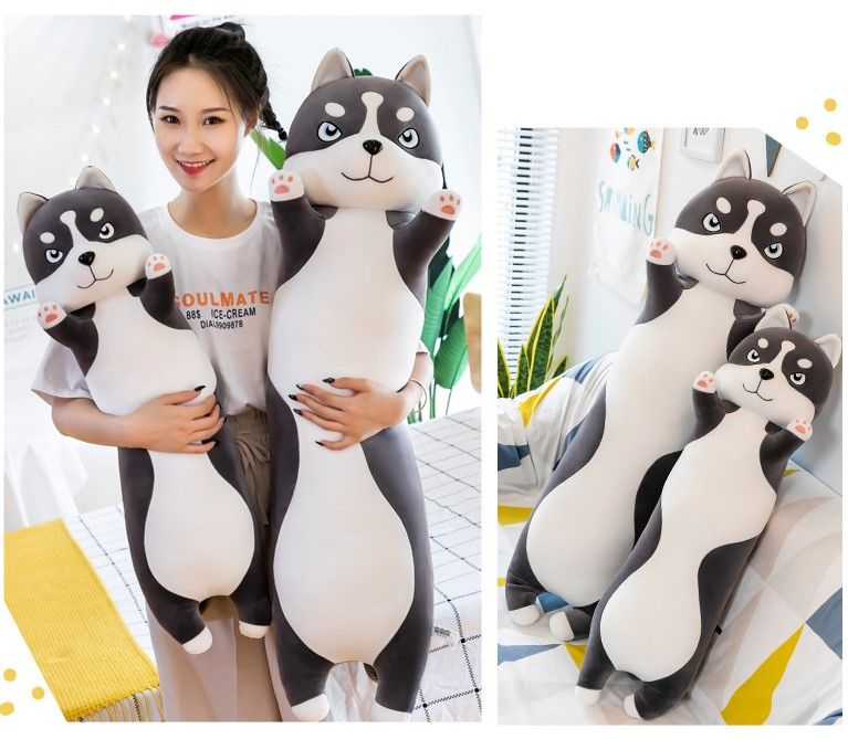 Gấu Bông Husky Mặt Ngầu Mình Dài Gối Ôm Dễ Thương