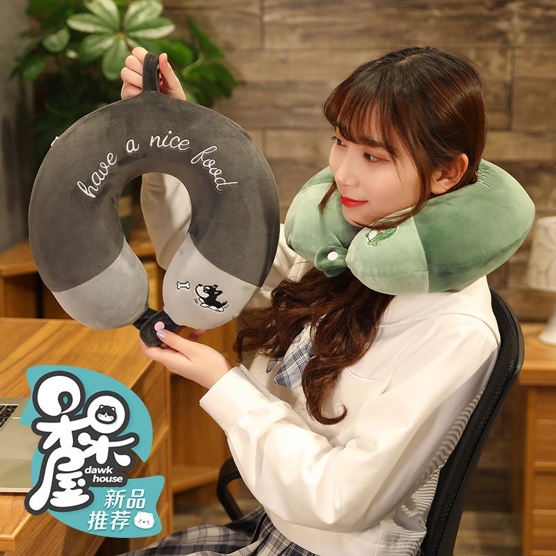 Gối Chữ U Cao Su Non Bọc Nhung Hình Hoạt Hình Đáng Yêu