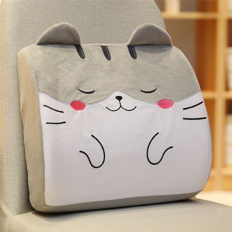 Gối Tựa Lưng Đệm Lót Ghế Văn Phòng Đai Cài Hoạt Hình - Mèo