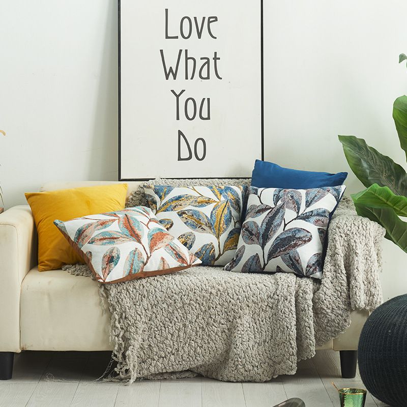 Vỏ Gối Tựa Lưng Nhuộm Sợi Phong Cách Ý Gối Sọc Phối Lá Bắc Âu