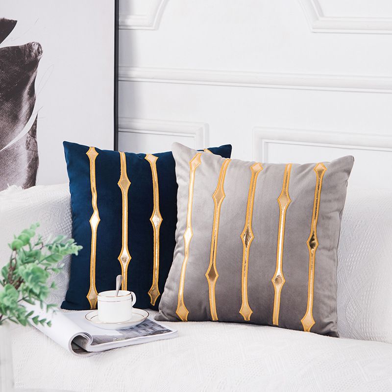 Vỏ Gối Tựa Lưng Trang Trí Sofa Nhung Viền Ánh Bạc Hà Lan