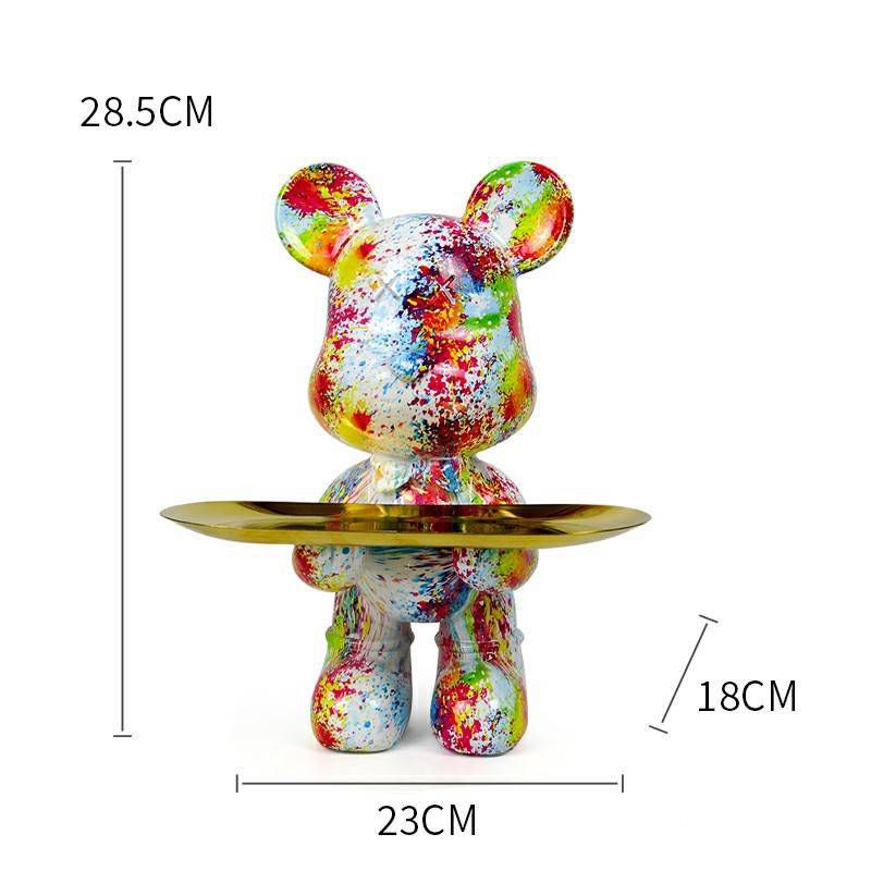 Tượng Gấu Bearbrick Ôm Khay Trang Trí Đồ Dùng