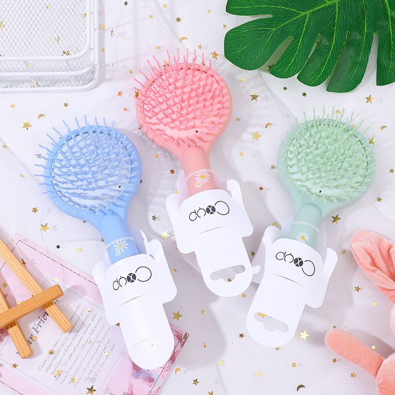 Lược Gương Cầm Tay 2 Trong 1 Đầu Tròn Daisy Lược Massage Đầu Xinh Xắn