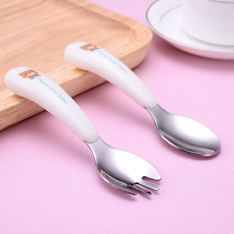 Hộp Muỗng Nĩa Inox Cán Sứ Baby