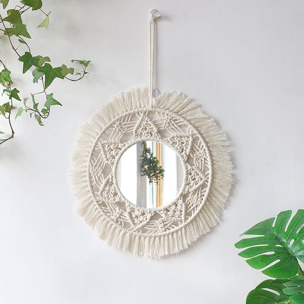 Tranh Gương Dệt Boho Lông Vũ Trang Trí Phòng Khách Phòng Ngủ