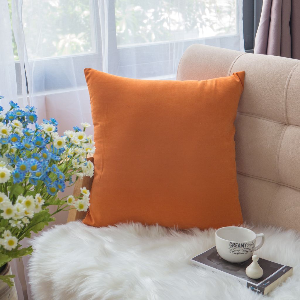 Vỏ Gối Tựa Lưng Sofa Cotton Nhung Mềm Trơn Màu