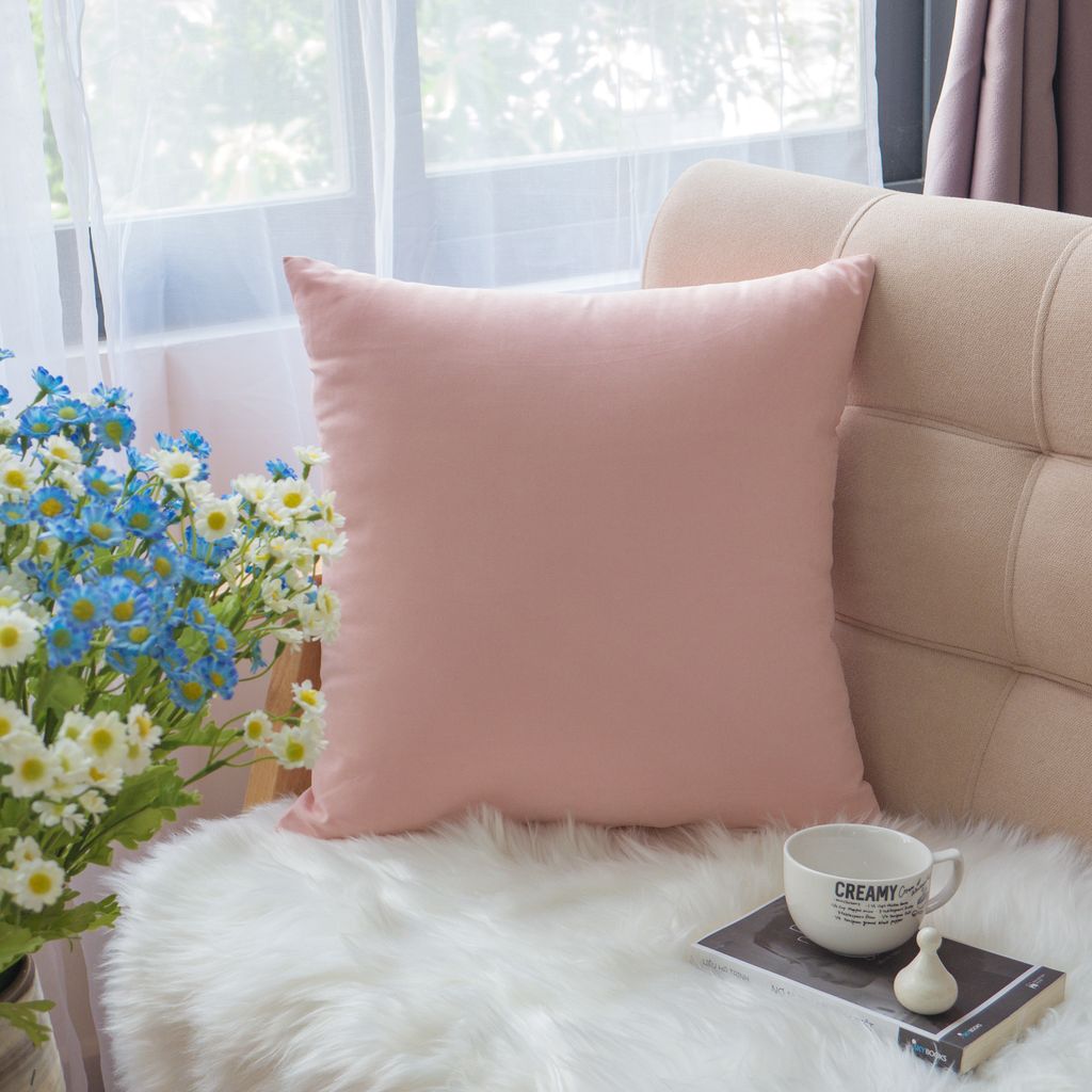 Vỏ Gối Tựa Lưng Sofa Cotton Nhung Mềm Trơn Màu