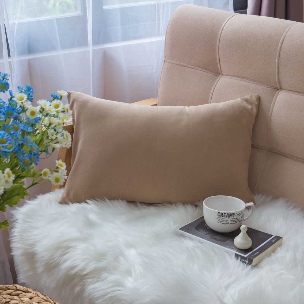 Vỏ Gối Tựa Lưng Sofa Cotton Nhung Mềm Trơn Màu