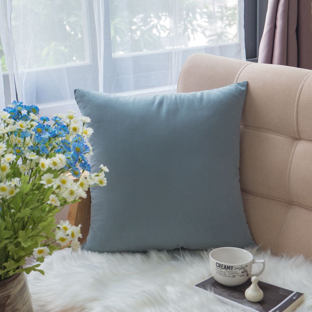 Vỏ Gối Tựa Lưng Sofa Cotton Nhung Mềm Trơn Màu