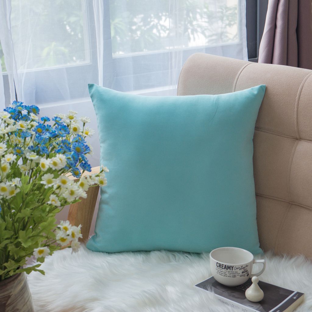 Vỏ Gối Tựa Lưng Sofa Cotton Nhung Mềm Trơn Màu