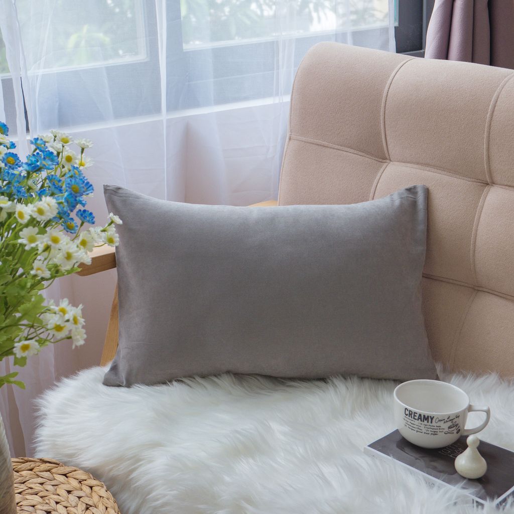 Vỏ Gối Tựa Lưng Sofa Cotton Nhung Mềm Trơn Màu