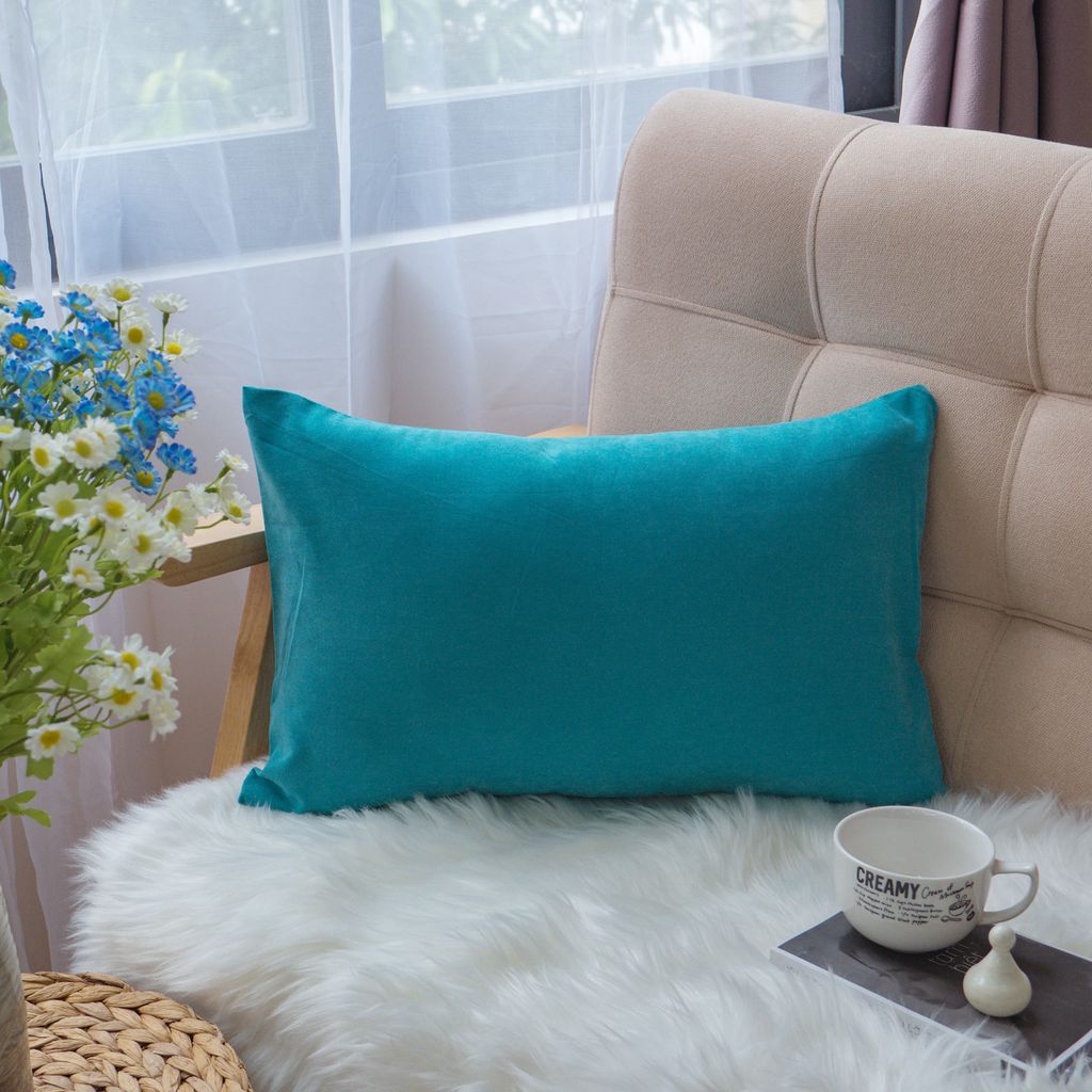 Vỏ Gối Tựa Lưng Sofa Cotton Nhung Mềm Trơn Màu