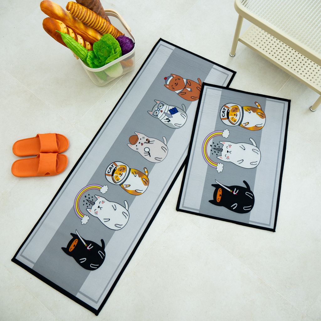 Thảm Bếp Set 2 Chiếc Hình Chữ L Họa Tiết Chú Chó Đáng Yêu