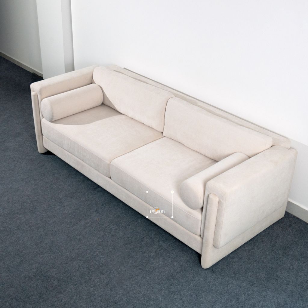 Ghế Sofa Dài Trắng Trơn Lót Đệm Tay Nắm Howard Sofa