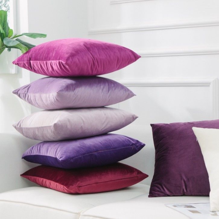 Vỏ Gối Tựa Lưng Trang Trí Sofa Nhung Trơn Size Lớn 50cm