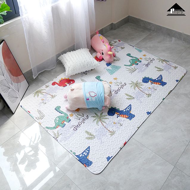 Thảm Cotton Trải Sàn Họa Tiết Sắc Màu Cho Bé Hiện Đại - Khủng Long