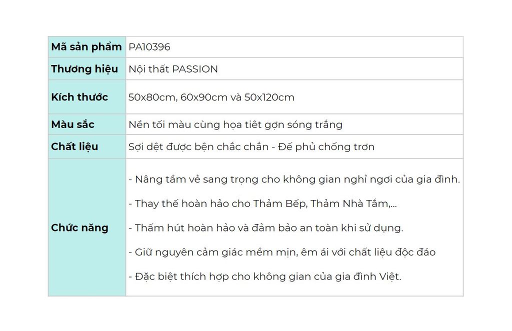 Thảm Lau Chân Dệt Sợi Nổi Họa Tiết Gợn Sóng Trắng Trang Trí Bếp Cửa Ra Vào Chống Trượt