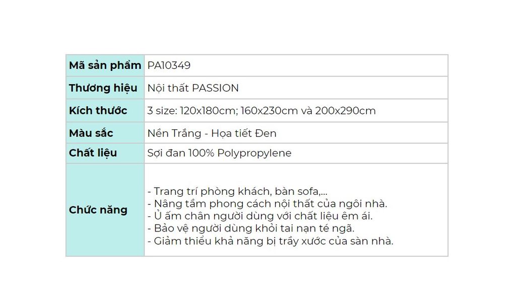 Thảm Lông Sợi Ngắn Alice Họa Tiết Đường Sọc Thổ Trắng Đen