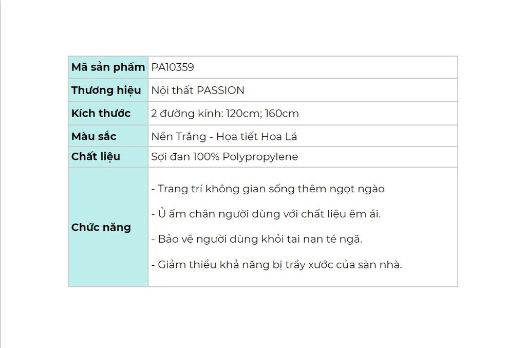 Thảm Tròn Lông Sợi Ngắn Alice Họa Tiết Lá Hoa Rơi