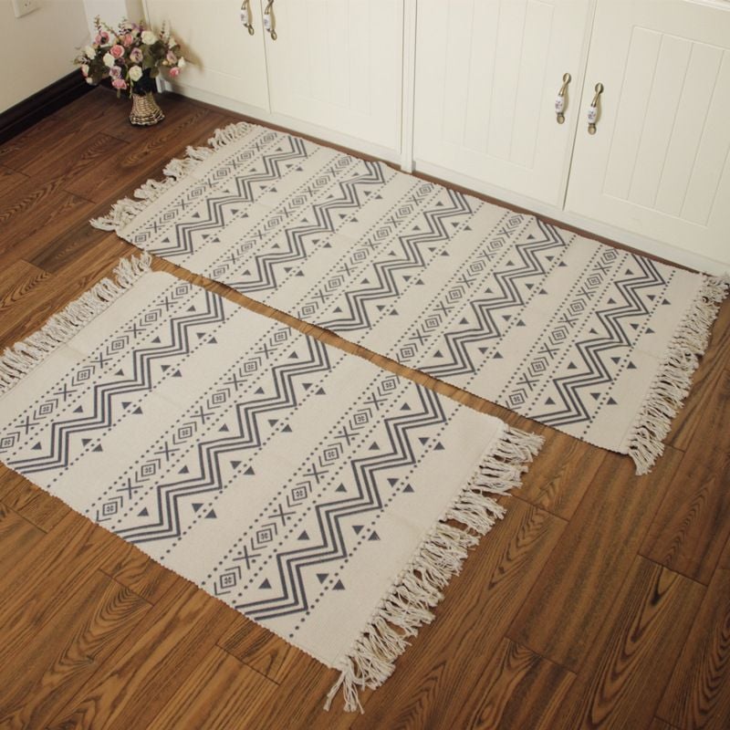 Thảm Trải Sàn Tua Rua Canvas Trang Trí Nordic - Ziczac