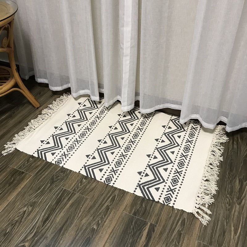 Thảm Trải Sàn Tua Rua Canvas Trang Trí Nordic - Ziczac