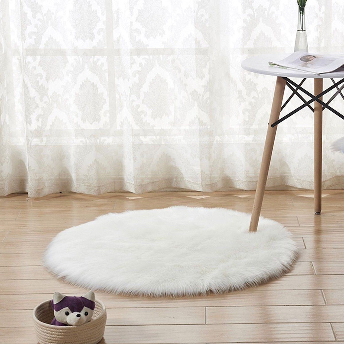 Thảm Lông Tròn Siêu Mịn Trang Trí PA9165