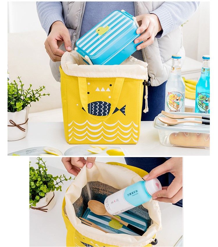 Túi Giữ Nhiệt Hình Cá Kiểu Dây Rút Ở Miệng Túi