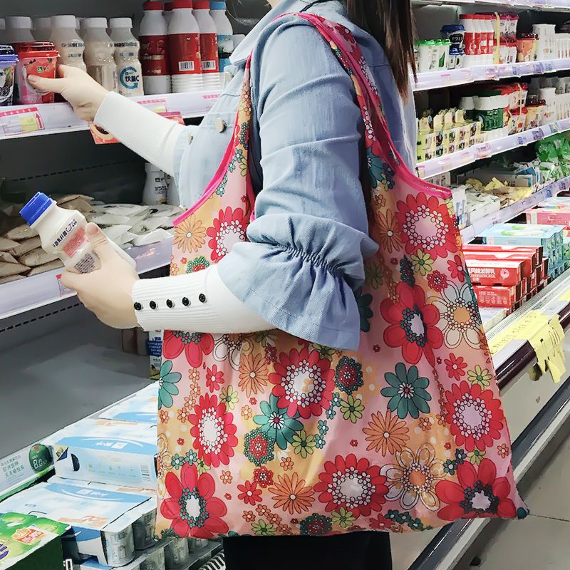 Túi Xếp Gấp Gọn Đi Chợ Họa Tiết Hiện Đại In Hoa