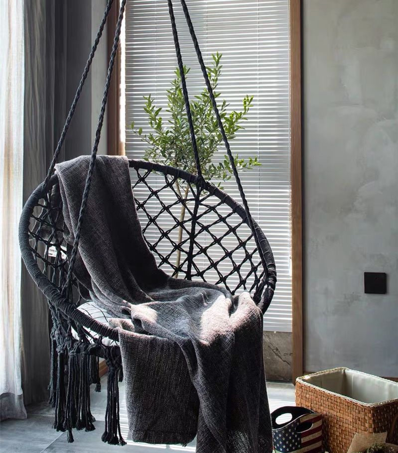 Võng Tròn Vintage Trang Trí Bắc Âu Võng Tông Màu Đen