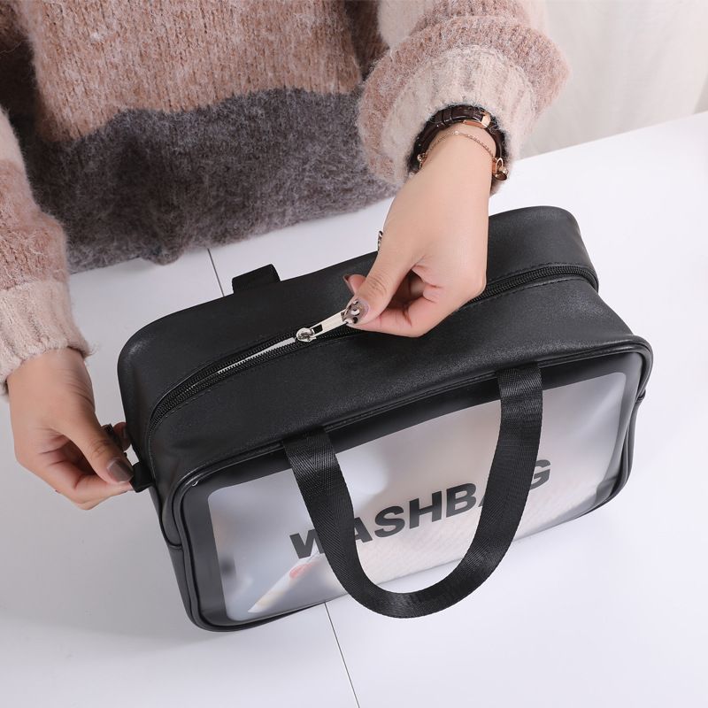 Túi Xách Mini PU Dẻo Trong Suốt Cầm Tay Đựng Mỹ Phẩm Vật Dụng Cá Nhân