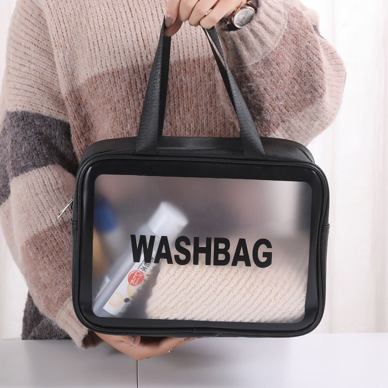 Túi Xách Mini PU Dẻo Trong Suốt Cầm Tay Đựng Mỹ Phẩm Vật Dụng Cá Nhân