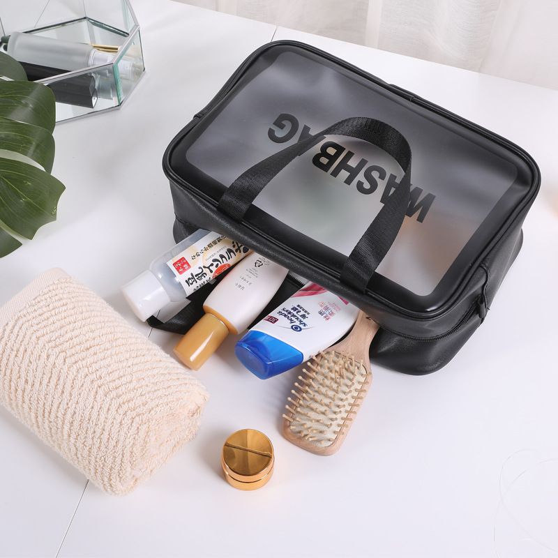 Túi Xách Mini PU Dẻo Trong Suốt Cầm Tay Đựng Mỹ Phẩm Vật Dụng Cá Nhân