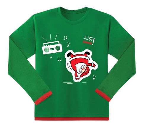 Áo đèn tay dài - Nam -  Ông Noel nhảy tưng bừng - Màu xanh lá size L, M, S