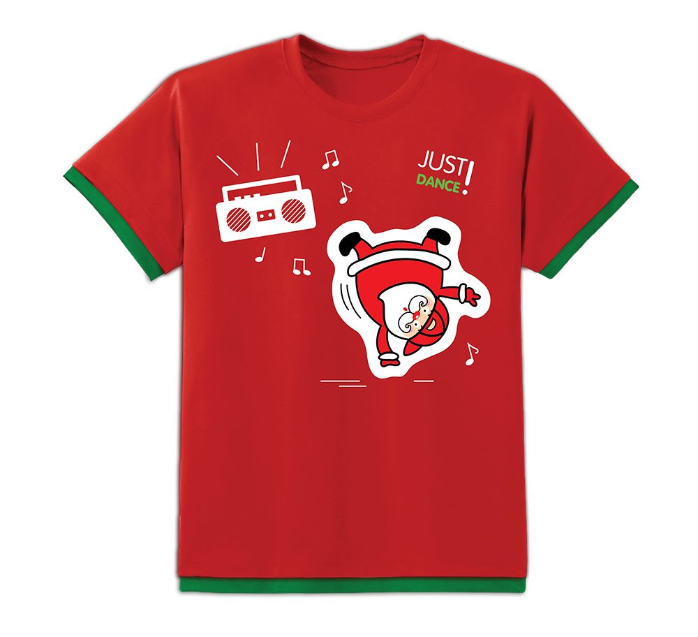 Áo đèn tay ngắn - Nam - Ông Noel nhảy tưng bừng - Màu đỏ size L, M, S