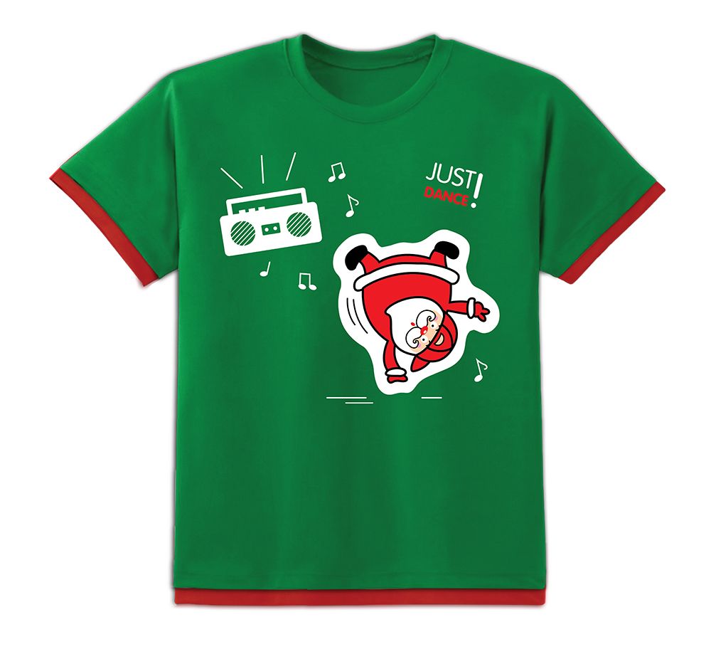Áo đèn tay ngắn - Nam - Ông Noel nhảy tưng bừng - Màu xanh lá size L, M, S