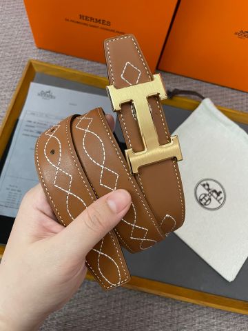 Belt nam nữ HERMES* thêu vân chỉ đẹp cao cấp