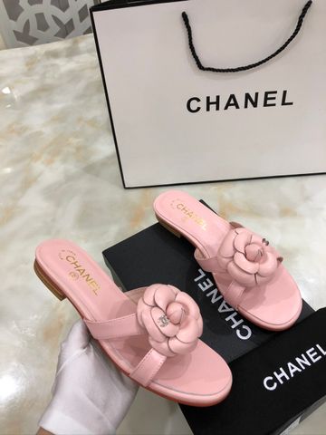 Dép nữ CHANEL* hoa trà da bò mềm