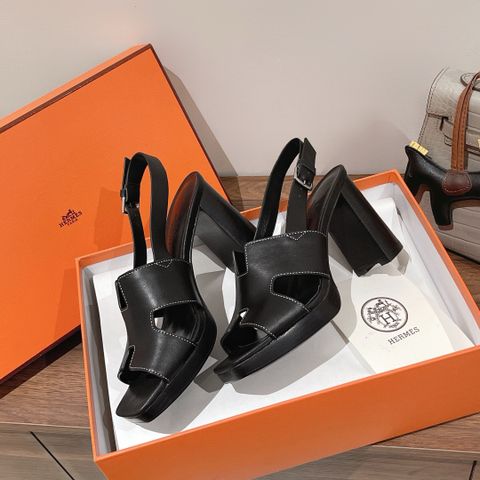 Sandal cao gót  Hermes* cao 9cm da bò dáng đẹp VIP 1:1