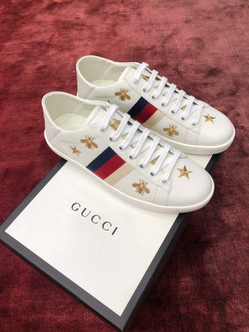 Giày thể thao nữ GUCCI* da bò mềm thêu ong vàng đẹp VIP 1:1