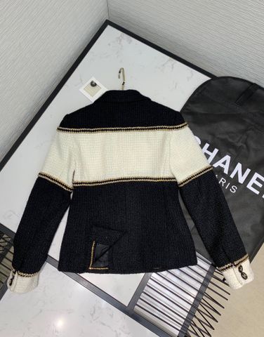 Áo vest nữ CHANEL* hai hàng khuy chất dạ tweed phối 2 màu đen trắng cực đẹp