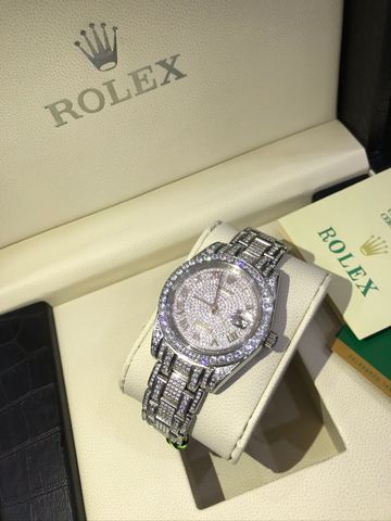 Đồng hồ nam nữ rolex case 40mm nạm full kim cương nhân tạo