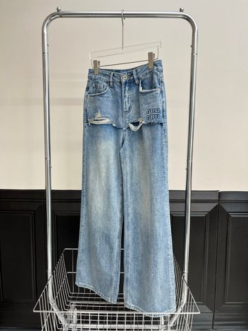 Quần jeans nữ miu* miu* ống xuông rách đẹp VIP 1:1