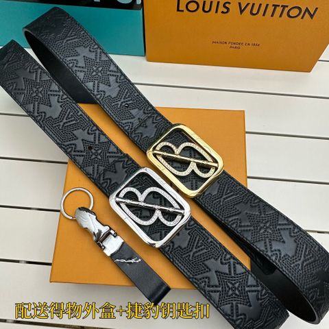 Belt nam LV* dây da bê thêu hoạ tiết nổi đẹp sang lịch lãm SIÊU CẤP