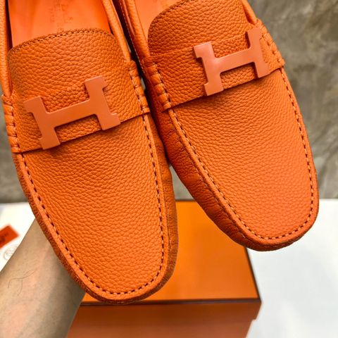 Giày lười Hermes* SIÊU CẤP da bò togo mềm phối màu đẹp